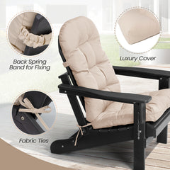 Back spring band and fabric ties for secure fit on Adirondack chair cushion by Crestlive Products
