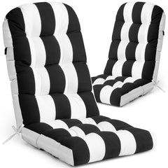 Crestlive Products Adirondack chair deep seat and back cushion 2-piece set in Black and White Stripe