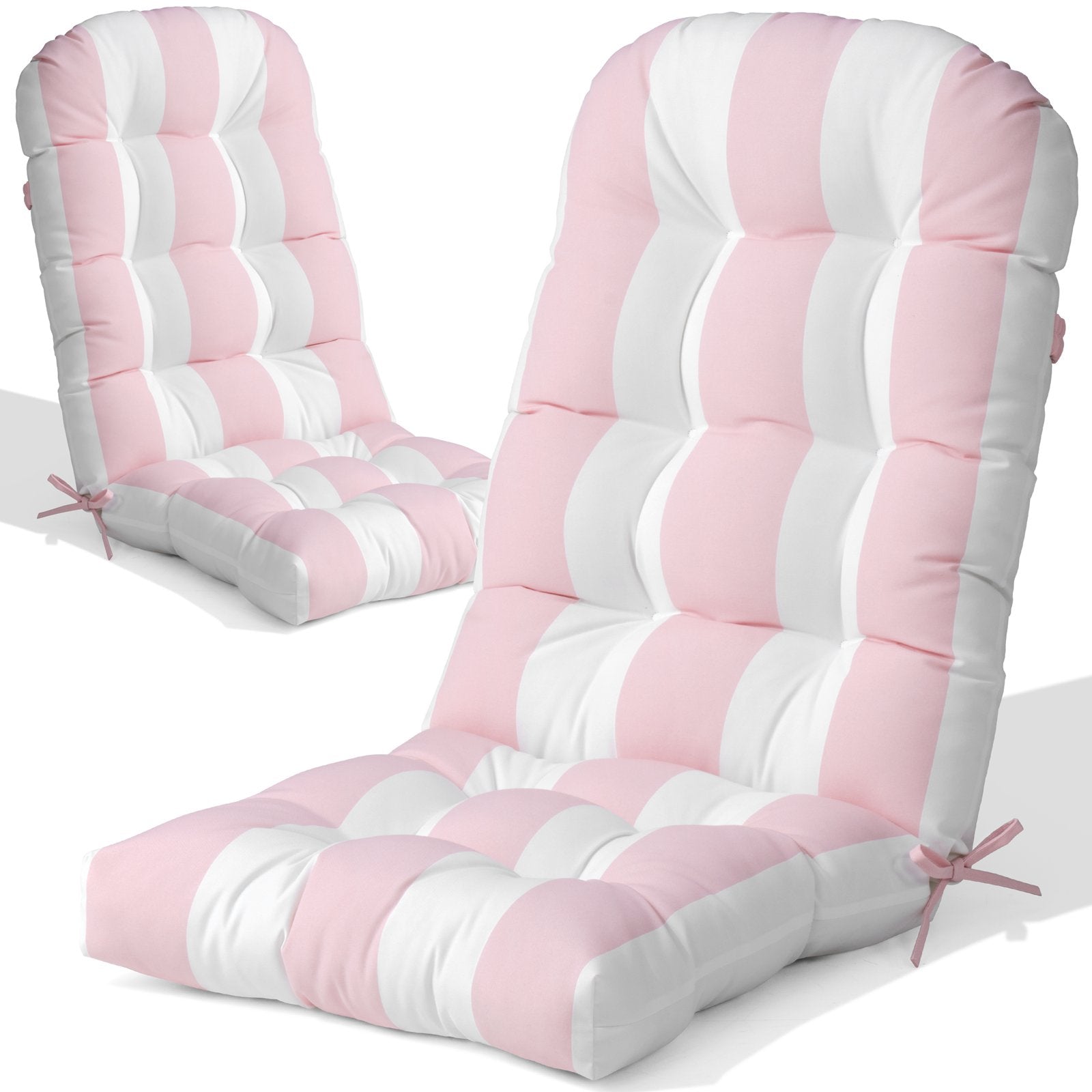 Crestlive Products Adirondack chair deep seat and back cushion 2-piece set in Pink and White Stripe
