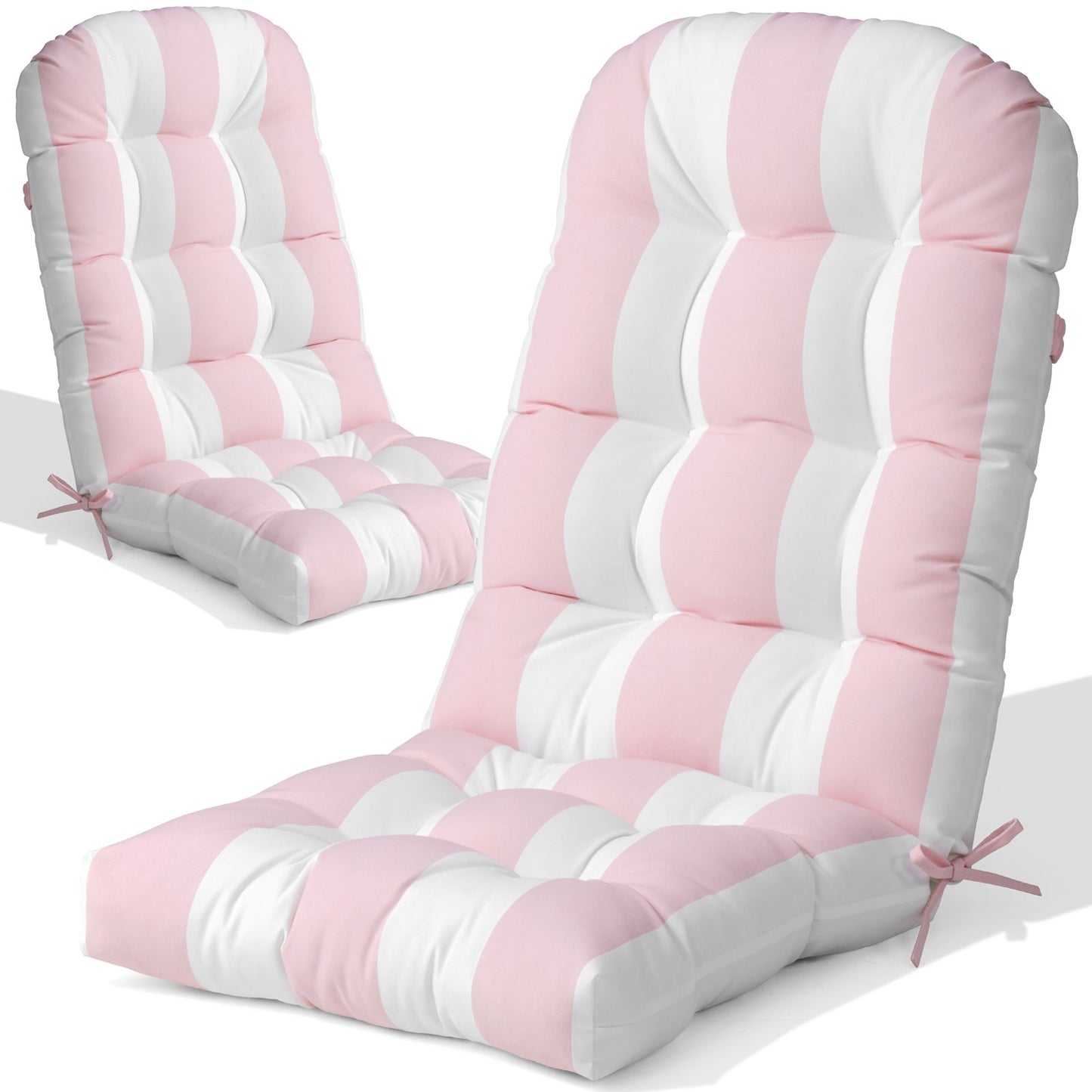 Crestlive Products Adirondack chair deep seat and back cushion 2-piece set in Pink and White Stripe