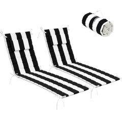 Outdoor Chaise Lounge Cushion with Headrest & Straps