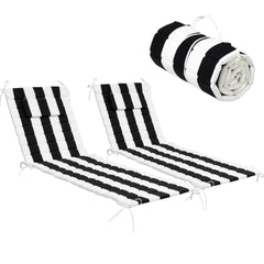 Outdoor Chaise Lounge Cushion with Headrest & Straps