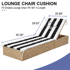 Outdoor Chaise Lounge Cushion with Headrest & Straps