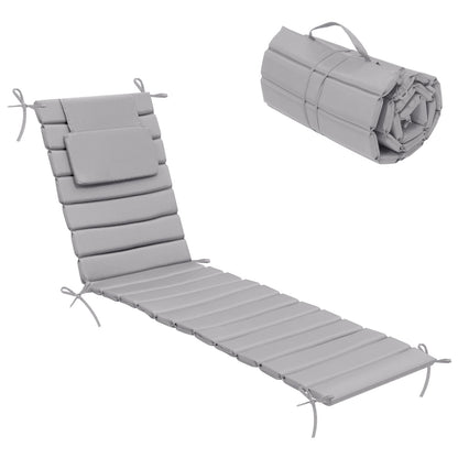 Crestlive Products Outdoor Chaise Lounge Cushion with Adjustable Headrest and Straps