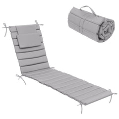 Outdoor Chaise Lounge Cushion with Headrest & Straps