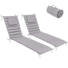 Outdoor Chaise Lounge Cushion with Headrest & Straps