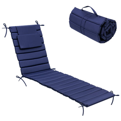 Crestlive Products Outdoor Chaise Lounge Cushion with Adjustable Headrest and Straps
