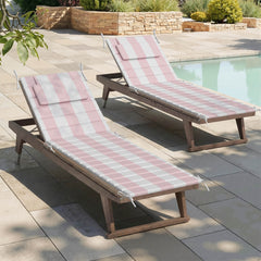 Outdoor Chaise Lounge Cushion with Headrest & Straps