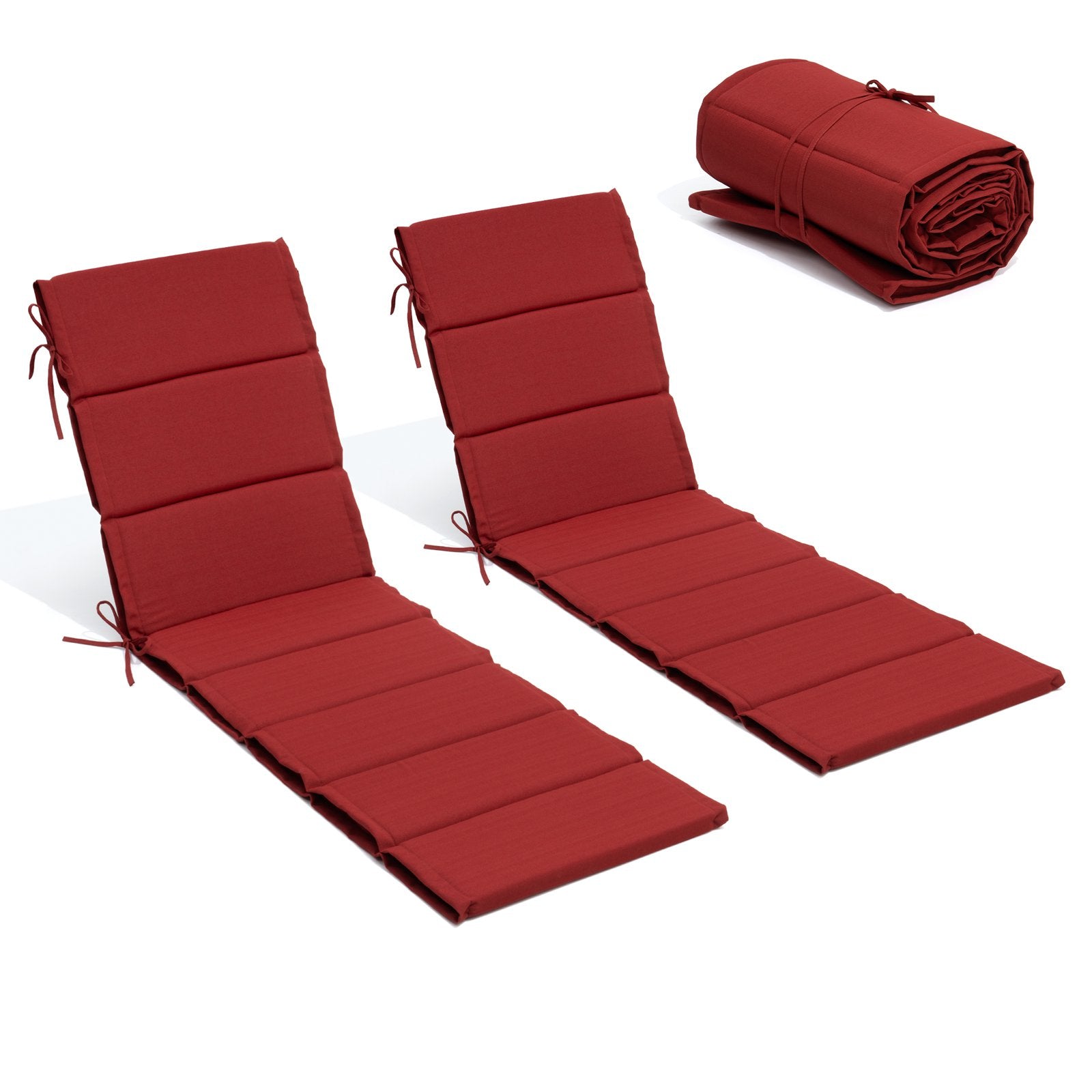 Outdoor chaise lounge cushion 2-piece set 72 inch in Red