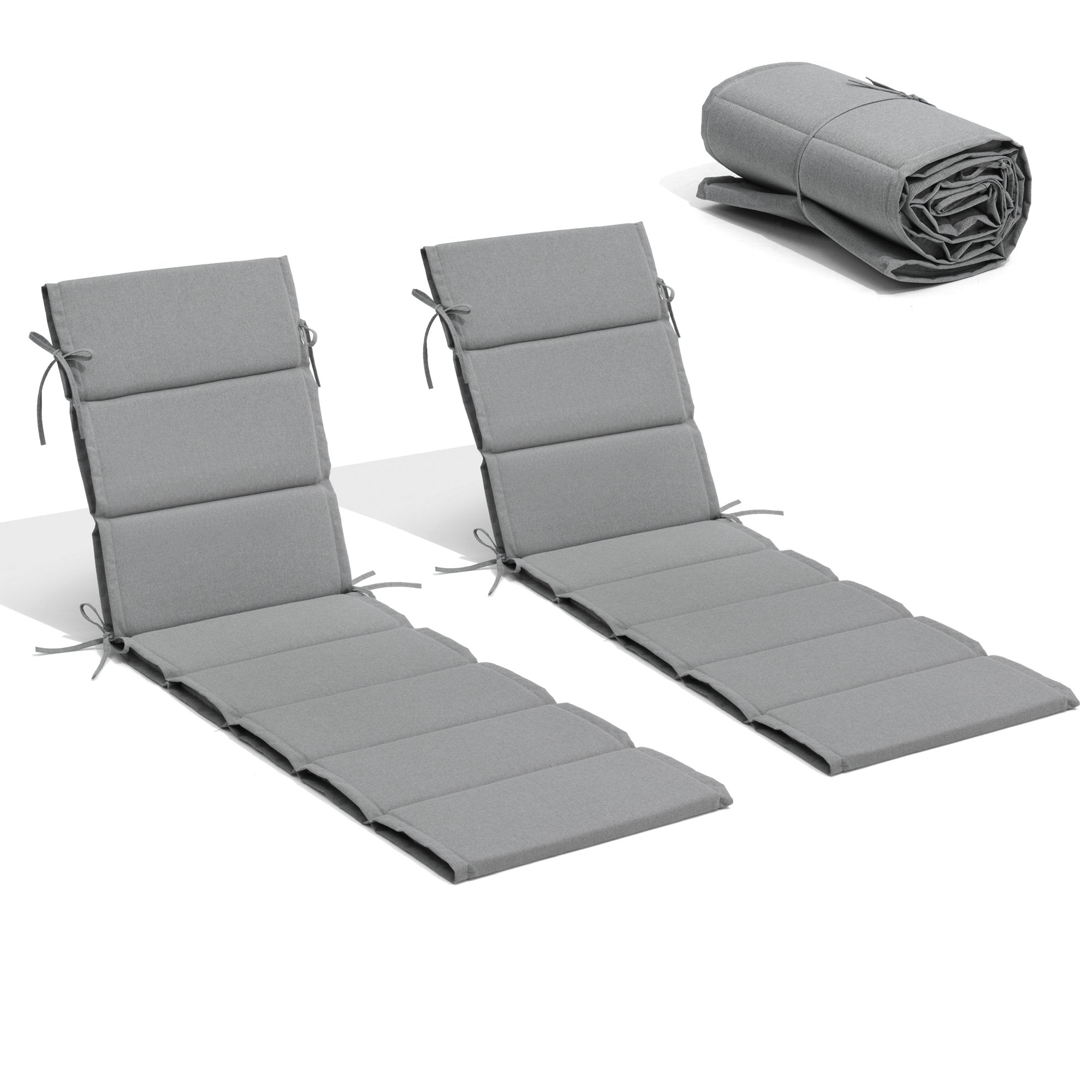 Outdoor chaise lounge cushion 2-piece set 80 inch in Gray