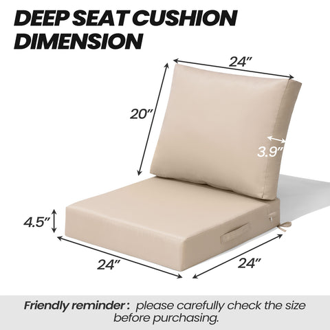 Dimensions of the deep seat and back cushion set for outdoor furniture by Crestlive Products