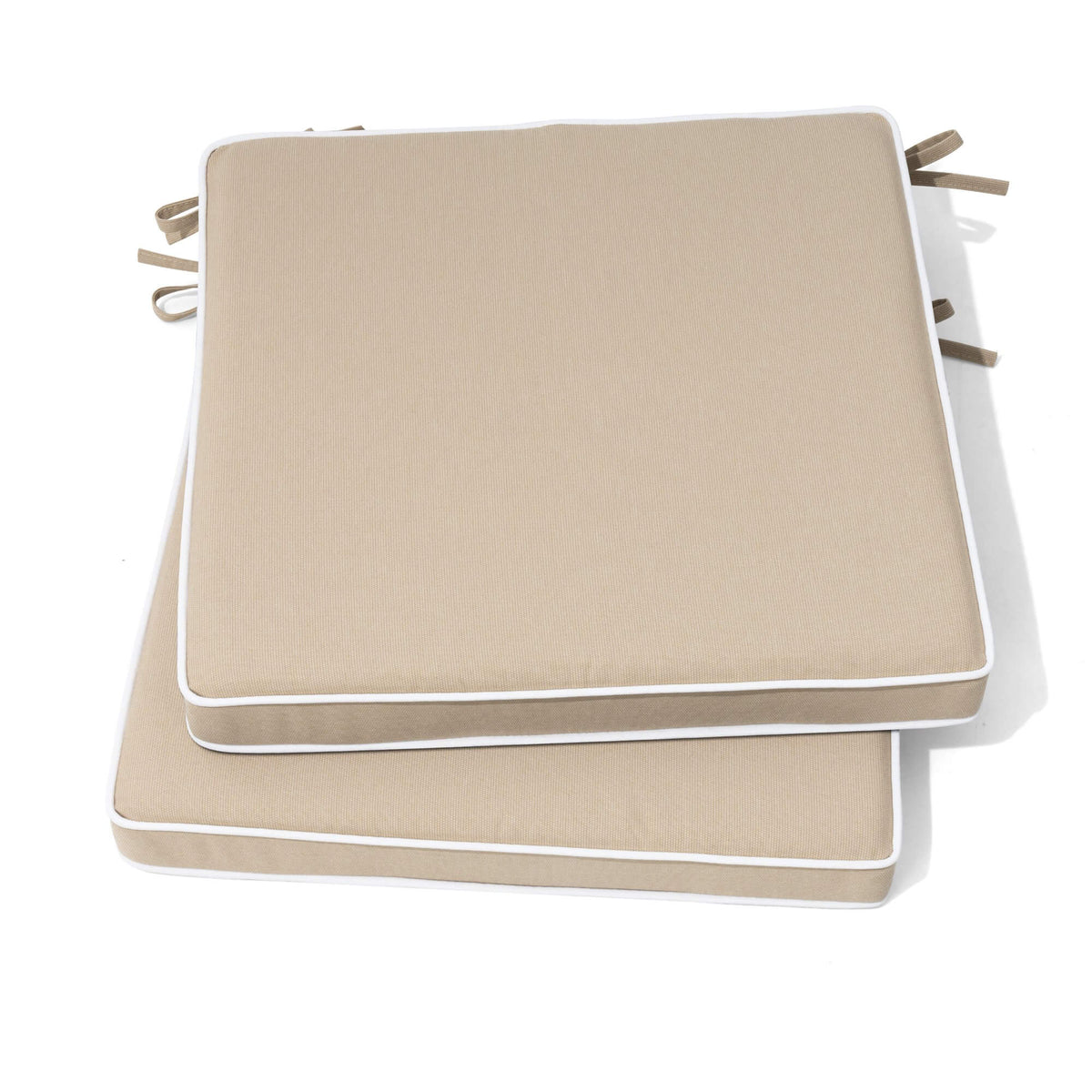 Outdoor Dining Chair Cushion Set with ties in beige