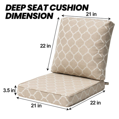 Crestlive Products 24x24 Inch Water-Repellent Deep Seat Outdoor Cushions, Fade-Resistant Replacement for Patio Furniture