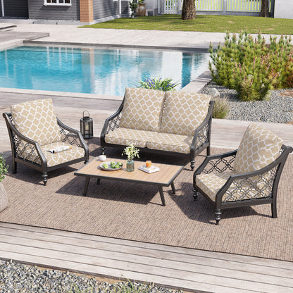 Crestlive Products 24x24 Inch Water-Repellent Deep Seat Outdoor Cushions, Fade-Resistant Replacement for Patio Furniture