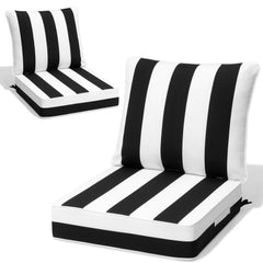 Crestlive 5.5" Outdoor Cushion for Patio Furniture Set of 2, 24 x 24, Waterproof and Fade-Resistant Deep Seat Cushions for Chair, Wicker Sofa and Couch