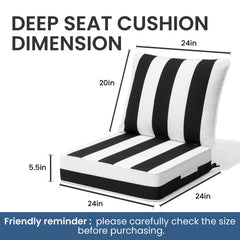 24x24" Sunbrella Outdoor Deep Seat Cushion Set