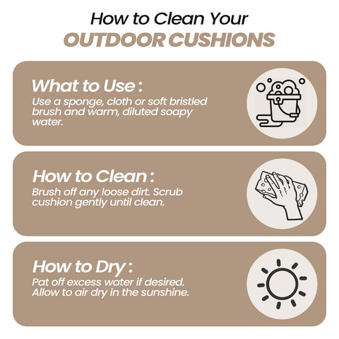 Instructions for cleaning outdoor cushions by Crestlive Products