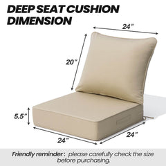 24x24" Sunbrella Outdoor Deep Seat Cushion Set