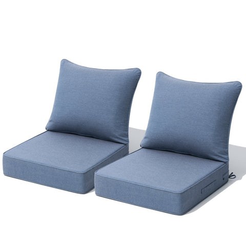 Two-piece outdoor deep seat cushion set in Blue