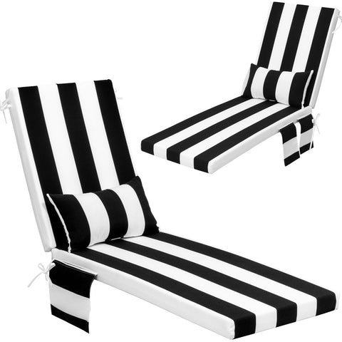 Crestlive Products outdoor deep seat cushion 2-piece set 80" x 22" in Black and White Stripes