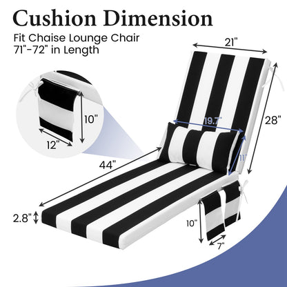 Crestlive Products Outdoor Chaise Lounge Cushion with Pillow and Pockets