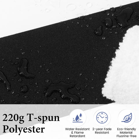 220G T-spun polyester fabric with water resistance, 2-year fade resistance, and eco-friendly, flame retardant, fluorine-free material of Crestlive Products