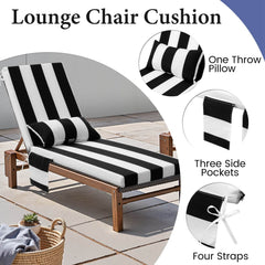 Outdoor Chaise Lounge Cushion with Pillow & Pockets