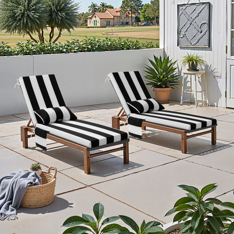 Crestlive Products outdoor chaise lounge cushion with pillow and pockets displayed on a chaise lounge