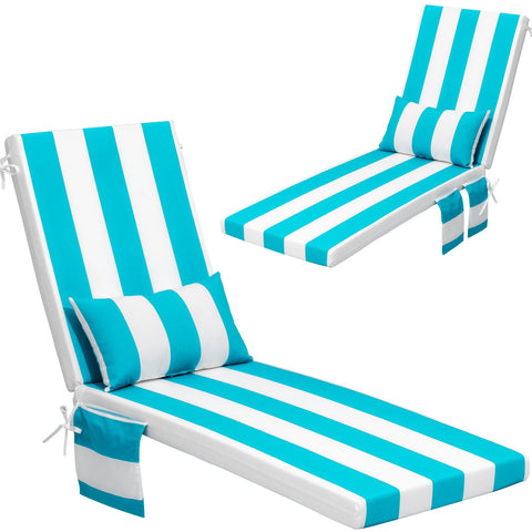Crestlive Products outdoor deep seat cushion 2-piece set 80" x 22" in Blue and White Stripes