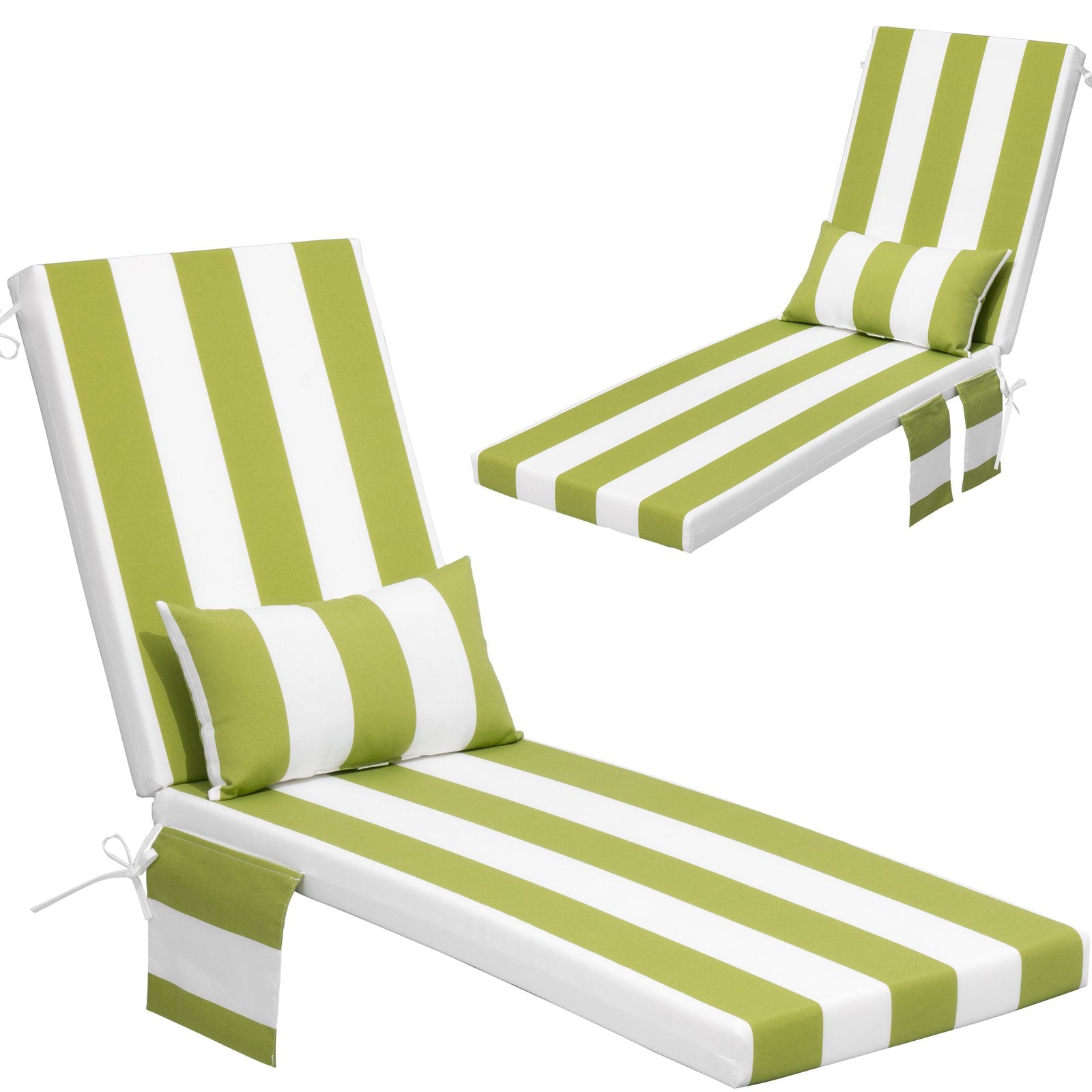 Crestlive Products outdoor deep seat cushion 2-piece set 80" x 22" in Green and White Stripes