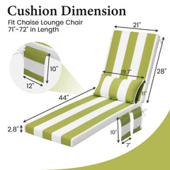 Outdoor Chaise Lounge Cushion with Pillow & Pockets