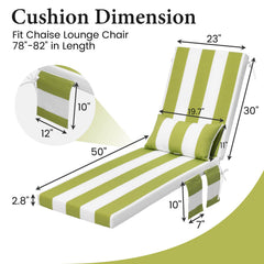 Outdoor Chaise Lounge Cushion with Pillow & Pockets