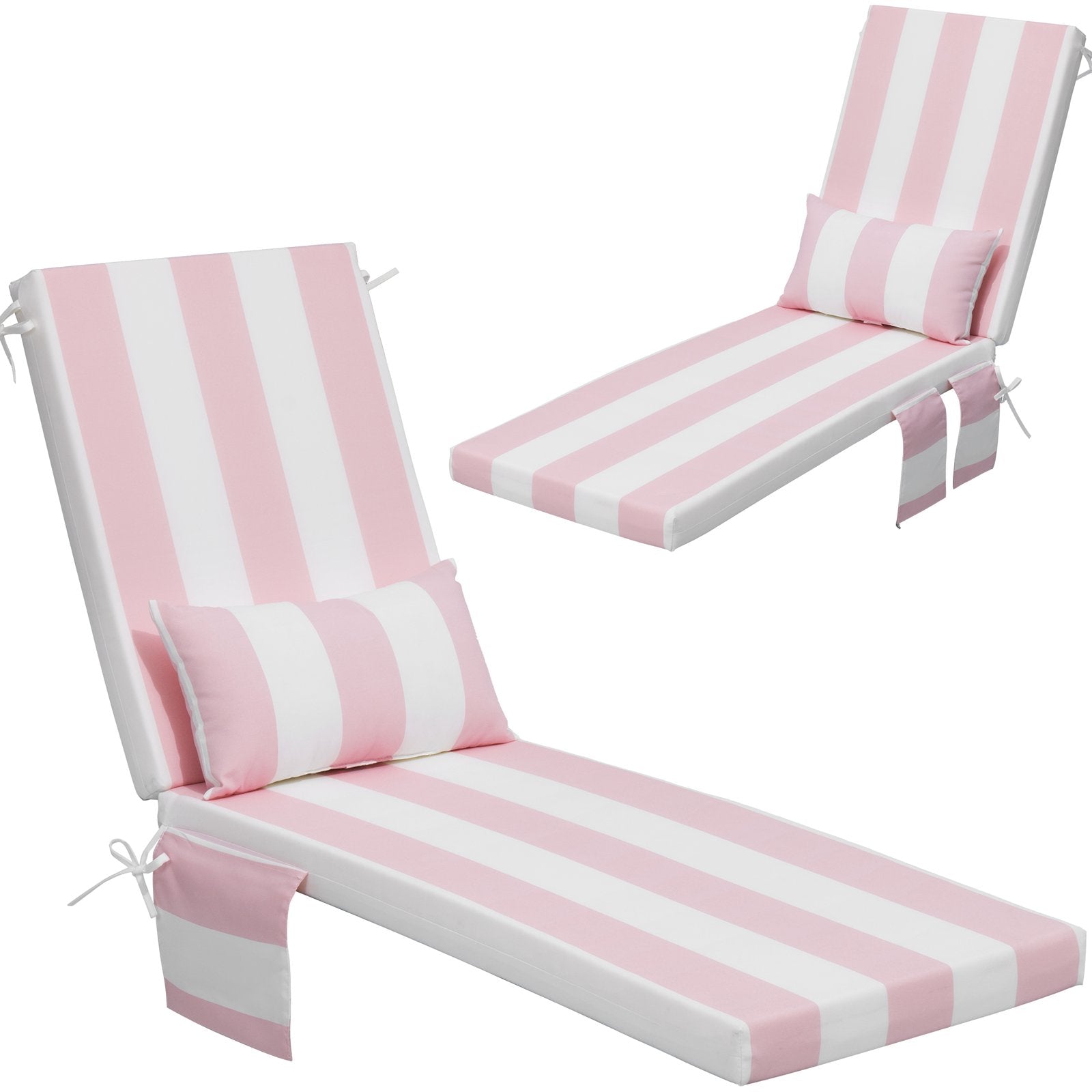 Crestlive Products outdoor deep seat cushion 2-piece set 72" x 22" in Pink and White Stripes