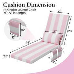 Outdoor Chaise Lounge Cushion with Pillow & Pockets