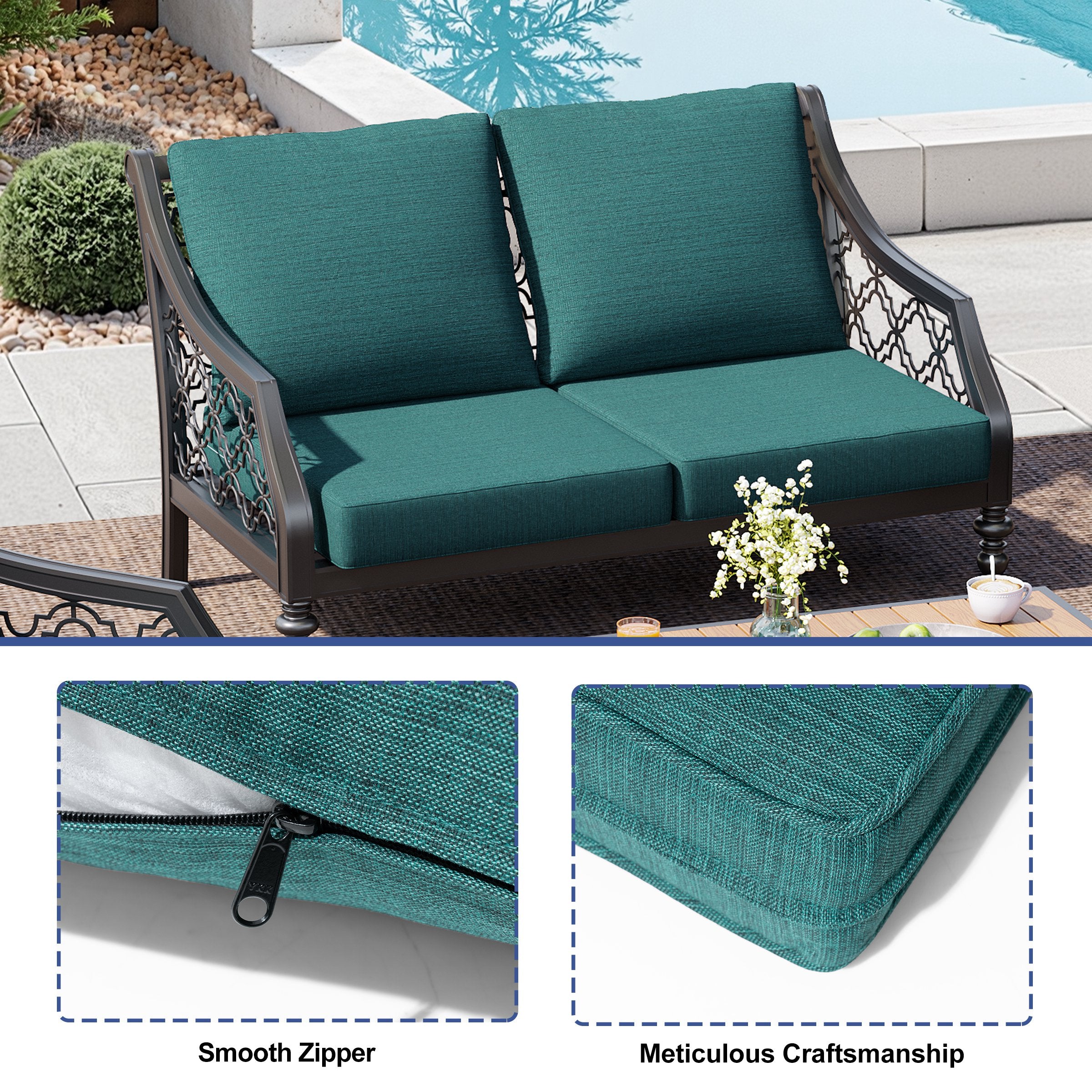 Smooth zipper and meticulous craftsmanship of Crestlive Products outdoor deep seat cushion set