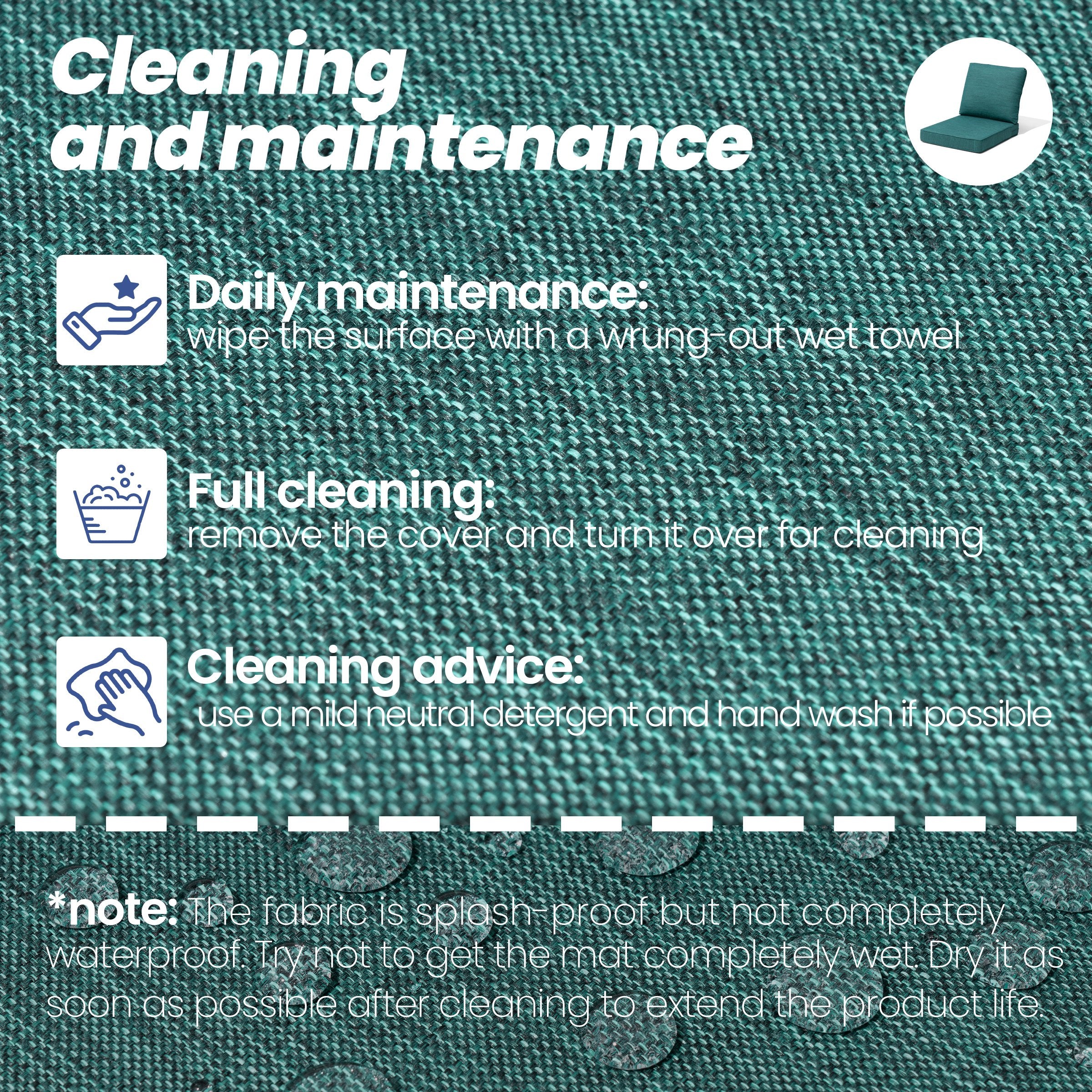 Cleaning and maintenance instructions for Crestlive Products outdoor deep seat cushion set