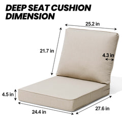 28x24" Outdoor Deep Seat Chair Cushion Set