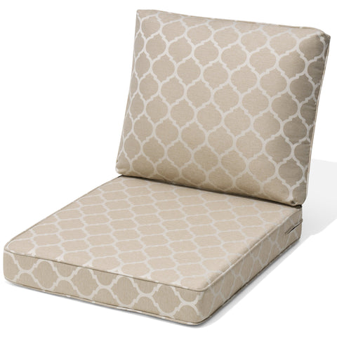 outdoor deep seat cushion set in Toffee Trellis