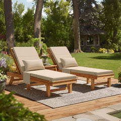 72x22" Outdoor Chaise Lounge Cushion with Pillow & Pockets