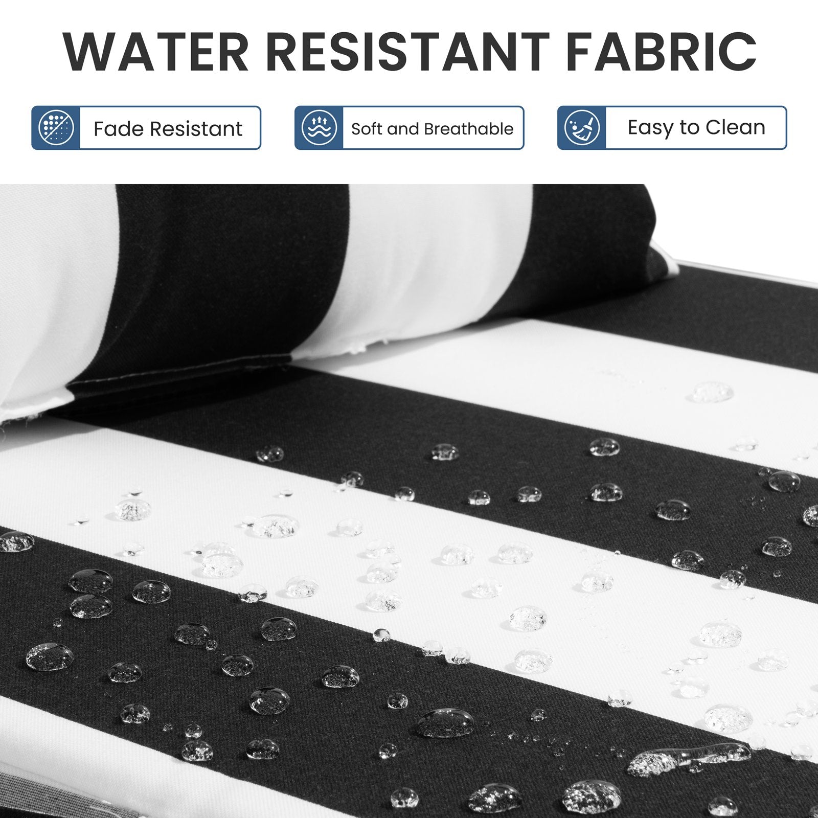 Water-resistant, fade-resistant, soft, breathable, and easy-to-clean outdoor chaise lounge cushion