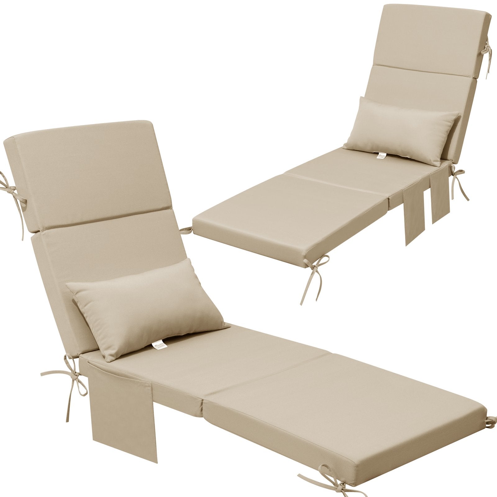 Deep seat outdoor chaise lounge cushion 2-piece set in Brown