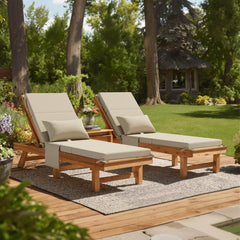 72x22" Outdoor Chaise Lounge Cushion with Pillow & Pockets