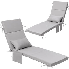 72x22" Outdoor Chaise Lounge Cushion with Pillow & Pockets