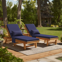 72x22" Outdoor Chaise Lounge Cushion with Pillow & Pockets