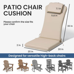 50x20" Outdoor Adirondack Chair Cushion with Built-in Headrest