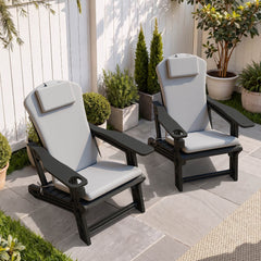 50x20" Outdoor Adirondack Chair Cushion with Built-in Headrest