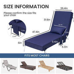 80x26" Sunbrella Outdoor Chaise Lounge Cushion