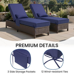 80x26" Sunbrella Outdoor Chaise Lounge Cushion