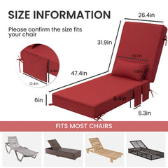 80x26" Sunbrella Outdoor Chaise Lounge Cushion