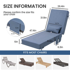 80x26" Sunbrella Outdoor Chaise Lounge Cushion